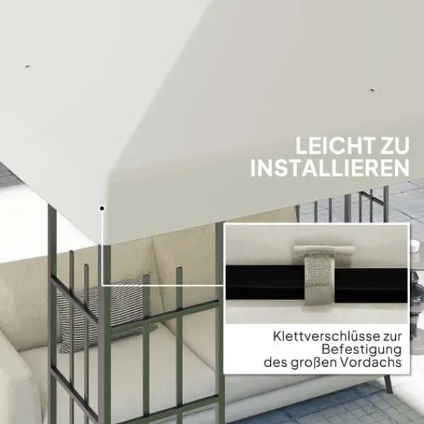 Ersättningstak till paviljong 3x3 m, vattentätt, oxford 370 g/m², ljusgrå