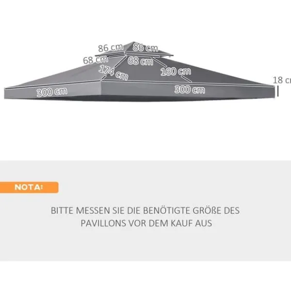 Outlet Ersättningstak 3x3 m för metallpaviljong, vädertåligt polyester, mörkgrå Tält & Lusthus