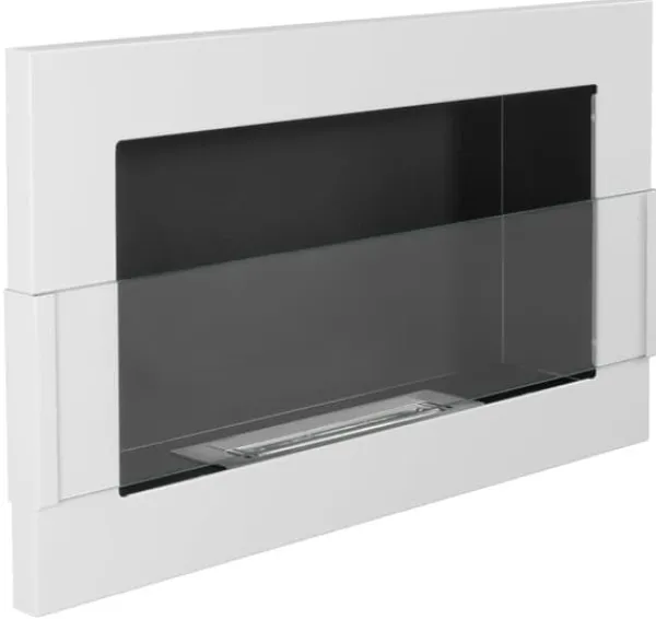 New Etanolkamin Öppna spisar Bio-eldplats Väggmonterad biokamin Bioetanolbrännare 65 x 40 x 12 cm vit blank med glas ekologisk eldstad Öppna Spisar