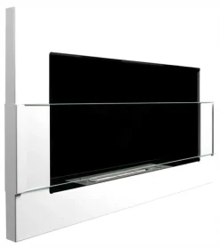 Sale Etanolkamin Kaminen Öppna spisar Bio-eldplats Väggmonterad biokamin Bioetanolbrännare 65 x 40 x 12 cm vit blank med glas ekologisk eldstad Öppna Spisar