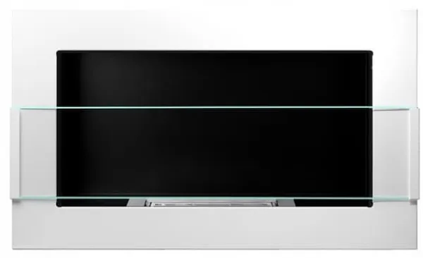 Sale Etanolkamin Kaminen Öppna spisar Bio-eldplats Väggmonterad biokamin Bioetanolbrännare 65 x 40 x 12 cm vit blank med glas ekologisk eldstad Öppna Spisar