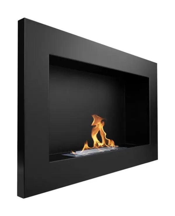 Online Etanolkamin Bioethanol väggmonterad biospis 65 x 40 x 12 cm matt svart Biopanna miljövänlig biospis Vedeldade Kaminer