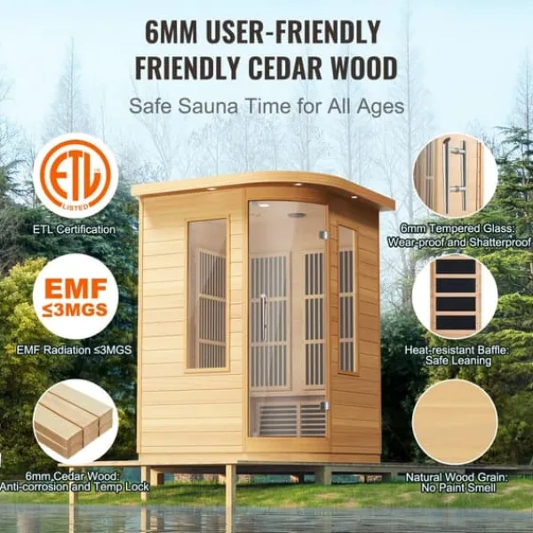 Far Infrared Bastu 2 Personer Hemma Spa, 1850W, Effektiv Värme, Modern Design