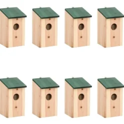 Best Fågelholkar 8 st trä 12x12x22 cm För Fåglar & Småvilt