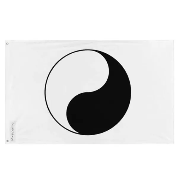 Flagga - Flerfärgad - Yin och Yang - 160 x 240 cm - Polyester - Framsidan/baksidan