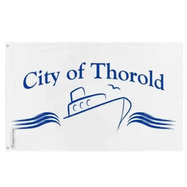 Hot Flagga - Thorold - 120 x 180 cm - Polyester - Tryck på fram och baksida - Ögla i järn Flaggor & Vindstrutar