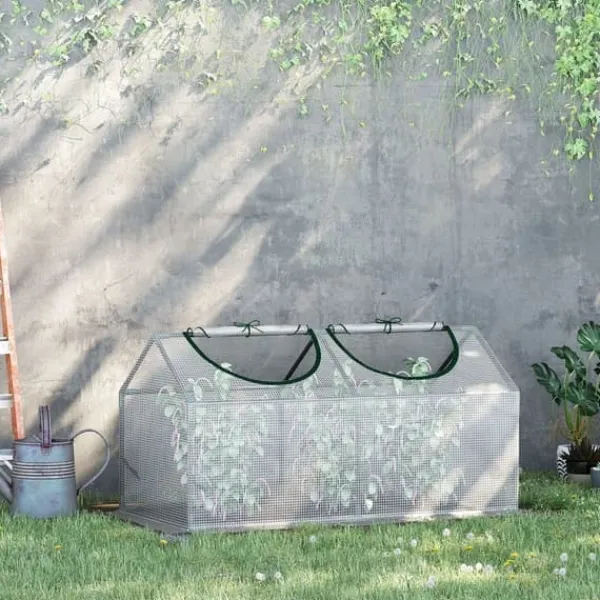 Online Folieväxthus 120x60x60 cm med fönster, PE – tomathus/drivbänk, vit Växthus