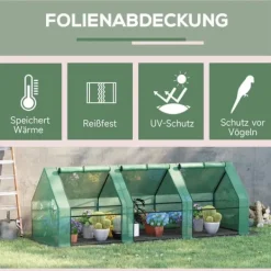 Outlet Folieväxthus/drivbänk 270x90x90 cm, grön – för tomater & plantor Växthus