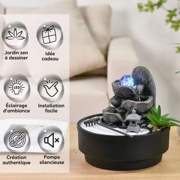 Sale Fontän Trädgård Zen - Zen'Light - Bogota - LED-belysning - Avslappnande atmosfär - 21x21x21 cm Fontäner & Dammar
