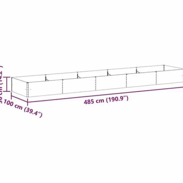 Sale Förhöjd planteringslåda i galvaniserat stål - - 485x100x36 cm - Ljusbrun - Väderbeständig Planteringsbänkar