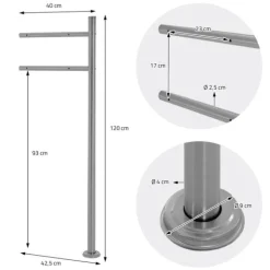 Hot Fristående brevlåda med tidningsfack 37 cm antracit/silver inkl. stativ 120 cm högt silver Fristående brevlåda Postlådor & Brevlådor