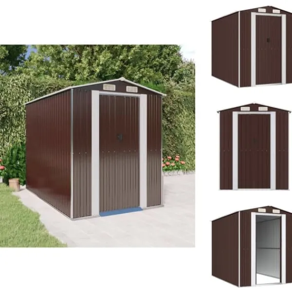 Best Förråd & Redskapsbodar - Living Trädgårdsskjul mörkbrun 192x274x223 cm galvaniserat stål Skjul, Garage & Carports