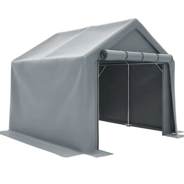 Best Förråd 244x241x217 cm, cykelgarage, trädgårdsskjul, verktygsskjul, lagerzelt, mörkgrå Skjul, Garage & Carports