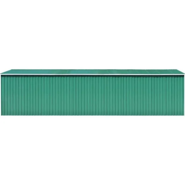 Best Förvaringsskjul i galvaniserat stål - Hållbart trädgårdsskjul | Färg: Grön | Storlek: 257x779x181 cm Skjul, Garage & Carports