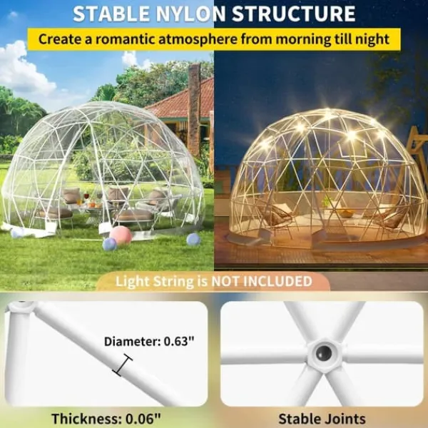 9,5ftx9,5ftx5,8ft genomskinligt bubbeltält med ventilation, högkvalitativa material, stort inre utrymme, vindtät, vattentät, bra stabilitet Tält & Lusthus