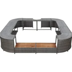 Outlet Fyrkantig poolkant i grå konstrotting - Lyxig badtunsaccessoar | Storlek: 268x268x55 cm Spa & Utomhusbad