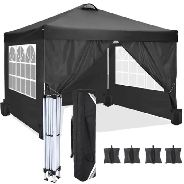 Sale Gazebo, Vattentät, Fällbar,Svart Tält & Lusthus