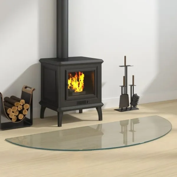 vidaXL Glasskiva för öppen spis halvrund 1200x500 mm