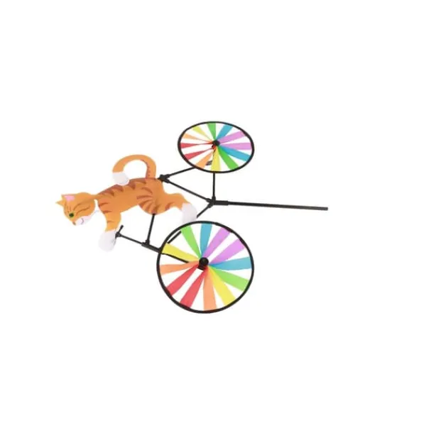 Outlet Gul Katt Cykel Väderkvarn Vindspinner Djur Vindspinner Ornament Vinddekoration