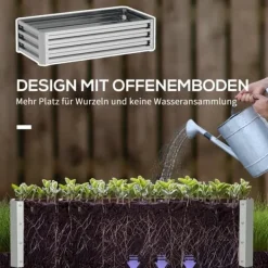 Best Högbädd i stål 120x60x30,5 cm, rostfri & vädertålig – balkong/trädgård Planteringsbänkar