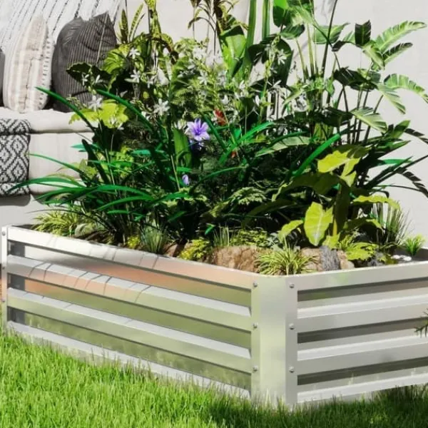 Best Högbädd i stål 120x60x30,5 cm, rostfri & vädertålig – balkong/trädgård Planteringsbänkar