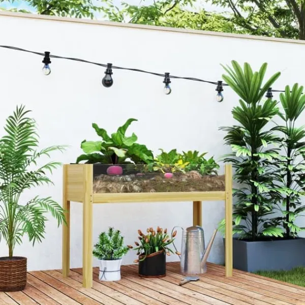 Hot Högbädd i trä 110x50x80 cm med akrylpaneler & dränering – vädertålig Planteringsbänkar