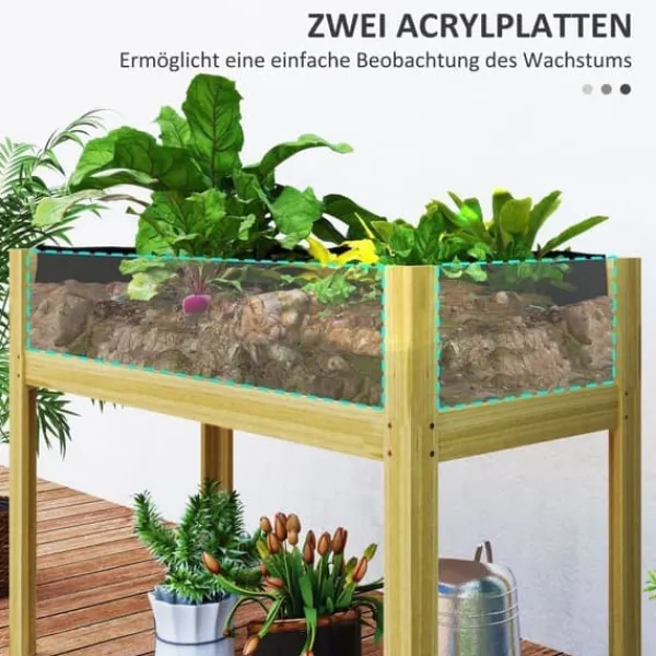 Hot Högbädd i trä 110x50x80 cm med akrylpaneler & dränering – vädertålig Planteringsbänkar