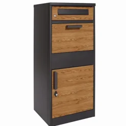 Best Hållbar antracitfärgad brevlåda i stål med trälook, säker paketinkast och väderbeständig design Postlådor & Brevlådor