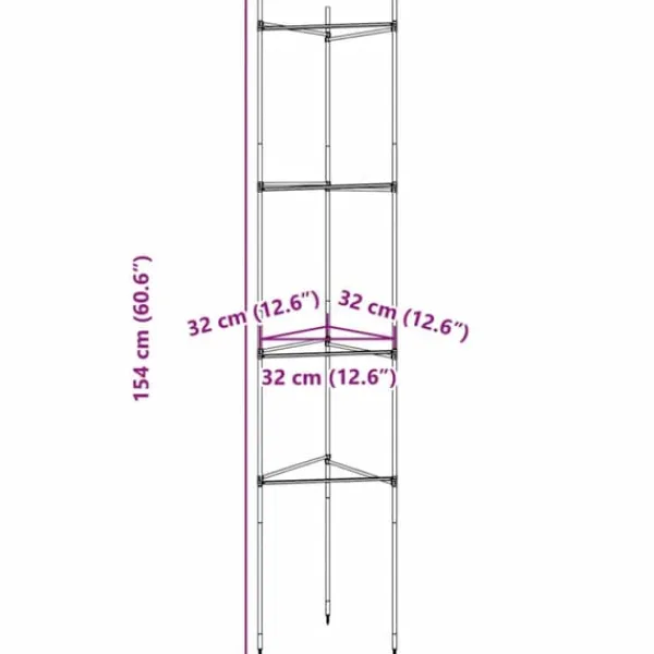Hållbar tomatbur av stål - Justerbart stöd för växter | Färg: Grön | Storlek: 154 cm | 6 st