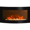 HOMCOM Elektrisk Kamin Väggmonterad 89,2 x 13,5 x 48 cm Svart Metall och Glas