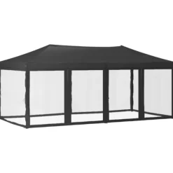 vidaXL Hopfällbart partytält med sidoväggar antracit 3x6 m
