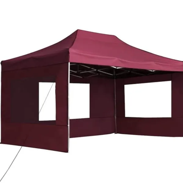 Hot Hopfällbart partytält med väggar aluminium 4,5x3 m vinröd Tält & Lusthus