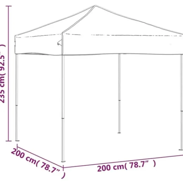 Hopfällbart partytält 2x2 m - UV-beständigt och vattentåligt | Färg: Blå | Storlek: 2x2 m Tält & Lusthus