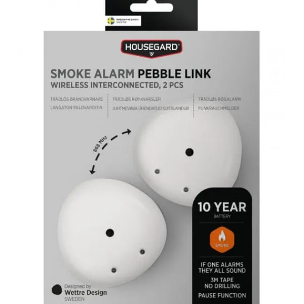 Hot Housegard Pebble Link trådlös brandvarnare, 2 st. Brandlarm