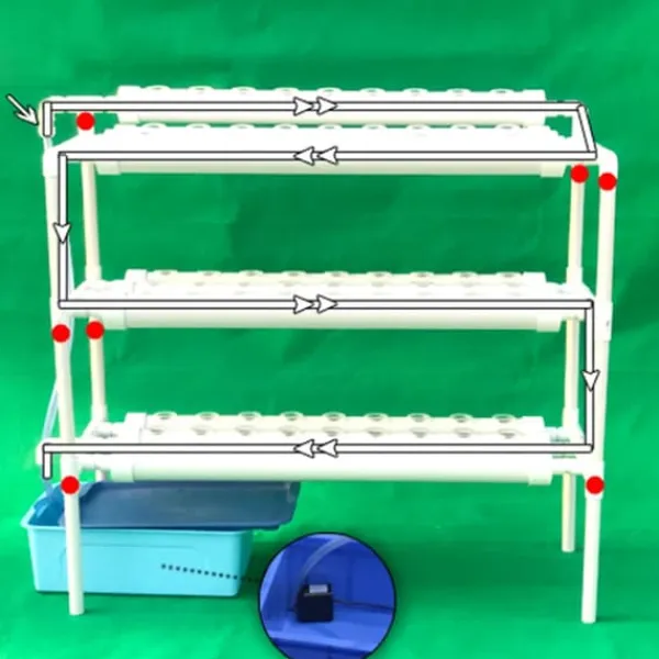 Sale Hydroponiskt odlingskit - 3-lagers odlingssystem - 108 hål - PVC-U - Rör Ø 6,3 cm - Hål Ø 3,2 cm - Slang 1,2 m - Vit Kit För Växt- & Örtplantering