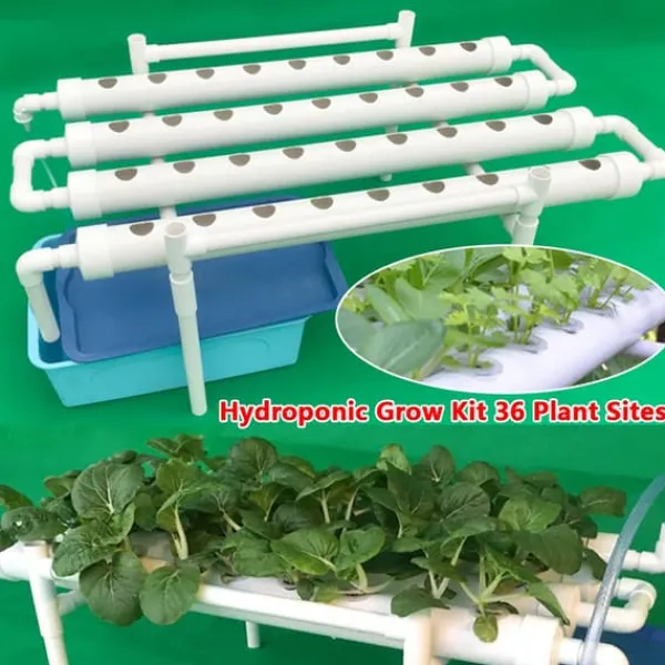 Hot Hydroponiskt odlingskit - 1-lagersystem - 54 hål - PVC-U - Håldiameter 3,2 cm - 4/6 rör - Lila Kit För Växt- & Örtplantering