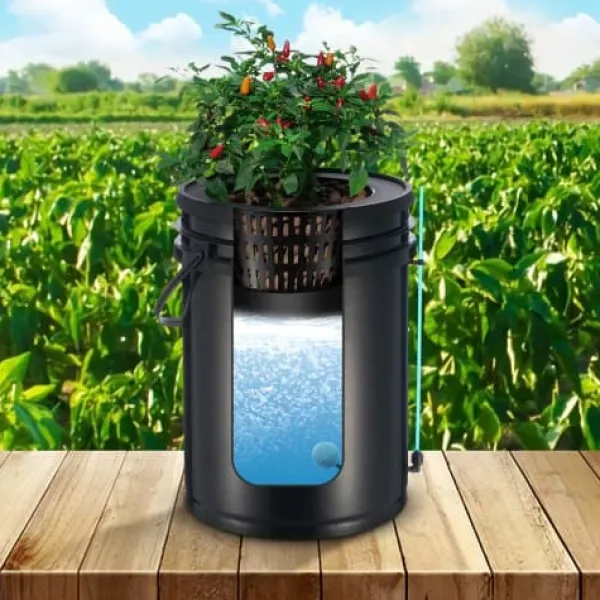 Discount Hydroponiskt odlingssystem, Deep Water Culture 4 hinkar 30x30x38 cm, svart, PP-material Kit För Växt- & Örtplantering