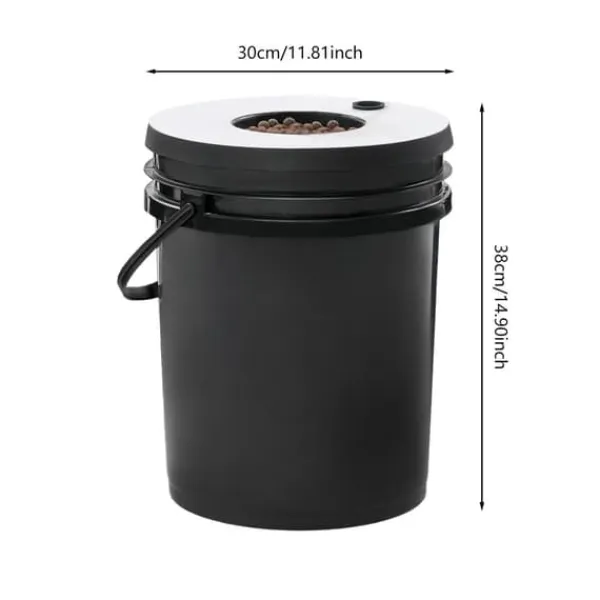 Hydroponiskt odlingssystem - DWC 7-hinkars kit - 20 l per hink - Luftpump EU-kontakt - Max lyfthöjd 1,2 m - PP - Svart