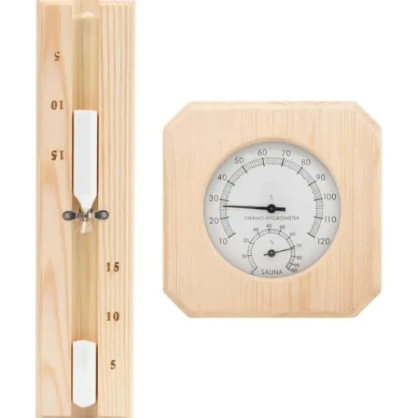 New 2-i-1 Bastutermometer & Hygrometer med Sandur | Färg: Massiv furu | Storlek: Standard Bastu