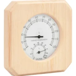 New 2-i-1 Bastutermometer & Hygrometer med Sandur | Färg: Massiv furu | Storlek: Standard Bastu