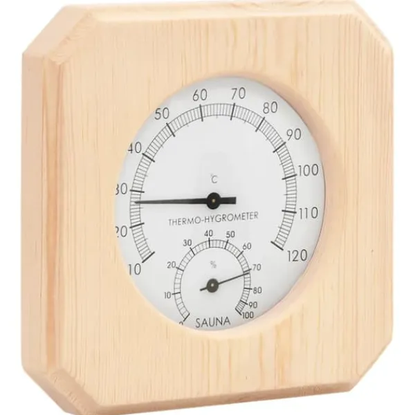 New 2-i-1 Bastutermometer & Hygrometer med Sandur | Färg: Massiv furu | Storlek: Standard Bastu