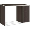 2-i-1 Trädgårdsskjul i galvaniserat stål - Förvaring av ved & redskap | Färg: Brun | Storlek: 245x98x159 cm
