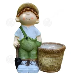 INN blomkruka 37x20 x46 cm Söt liten pojke formad planteringskruka Kreativ planteringskruka inomhus och utomhus