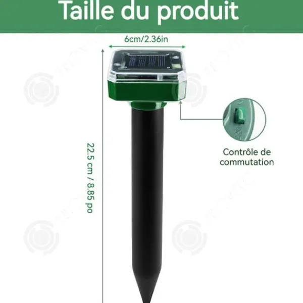 INN Taupe ultrason solarlampa 4PCS 24,6x5,9x5,9cm IP65 vattentät 600mAh 360 grader repellant för djur solrepellenter mot moles Insektsmedel & Djuravvisande Medel