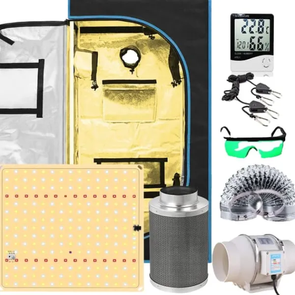 Inomhusodlingstält, Dimbara LED-oddlampor, Full Ventilationssystem, Flera Storlekar,90x90x180CM Kits90x90x180CM Satser