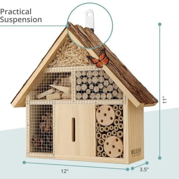 Insekthotell - VILTLIVSVÄNDA - 19100641 - Naturligt trä - Barktak - Väderbeständig