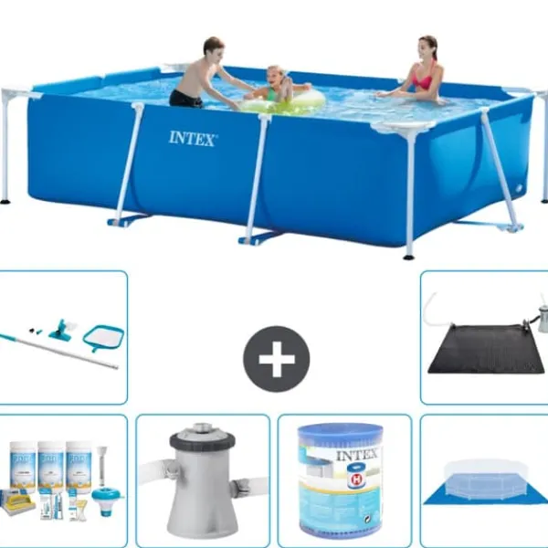 Online Intex rektangulär ram swimmingpool - 300 x 200 x 75 cm - Blå - ingår Tillbehör A198 Pooler