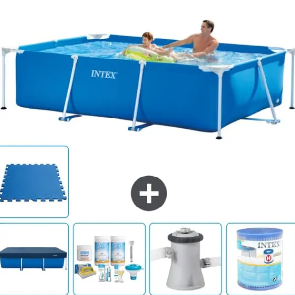 Outlet Intex rektangulär ram swimmingpool - 260 x 160 x 65 cm - Blå - ingår Tillbehör A71 Pooler