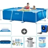 Hot Intex rektangulär ram swimmingpool - 220 x 150 x 60 cm - Blå - ingår Tillbehör A21 Pooler