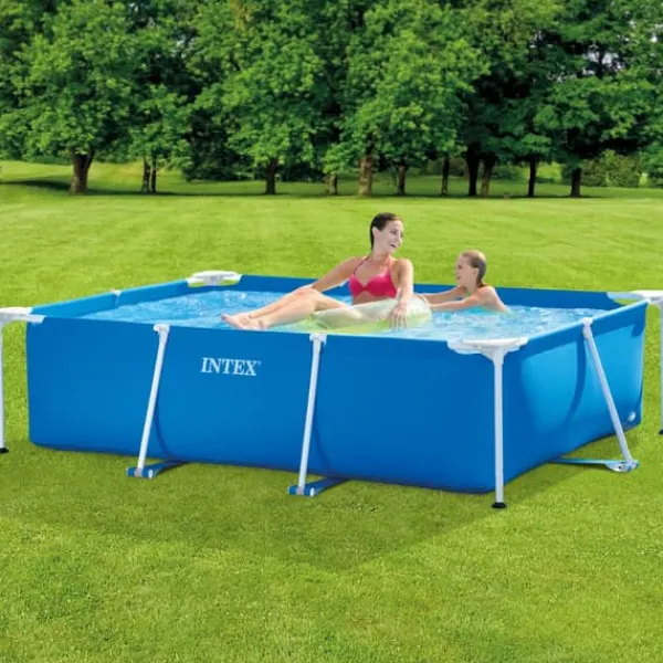 Hot Intex rektangulär ram swimmingpool - 220 x 150 x 60 cm - Blå - ingår Tillbehör A21 Pooler